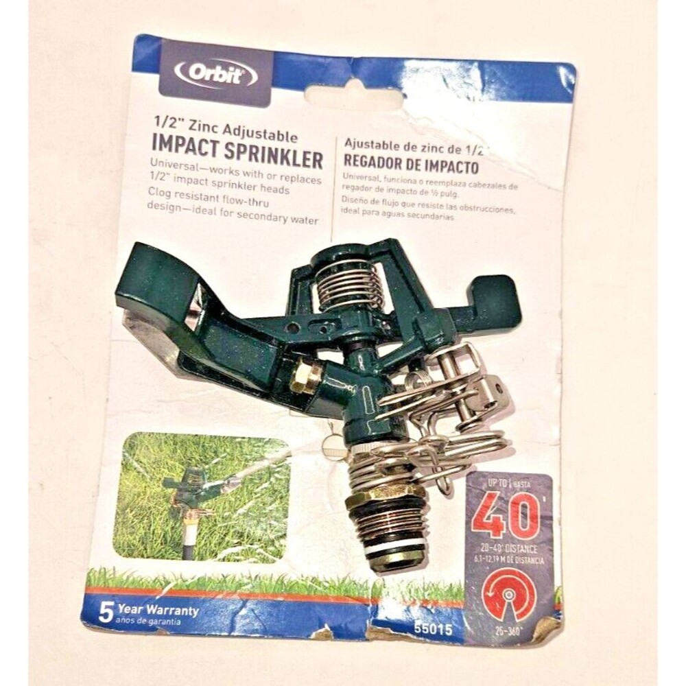 Orbit 1/2" Adjustable Zinc Impact Sprinkler Lawn Irrigation Sprinklers # 55015
